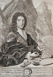 Portret van Johann Jacob Scheuchzeri, frontispice van 