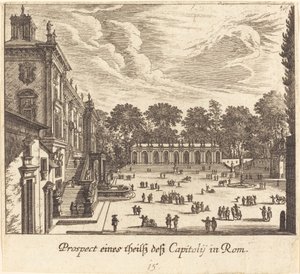Capitool, Rome door Melchior Küsel after Johann Wilhelm Baur
