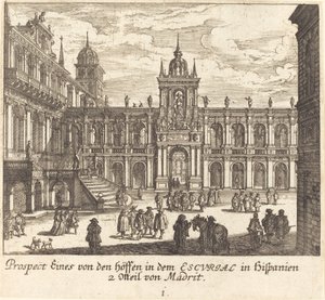 Escorial, Spanje door Melchior Küsel after Johann Wilhelm Baur