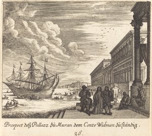 Paleis van Graaf Widman door Melchior Küsel after Johann Wilhelm Baur