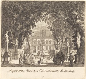 Villa Aquaviva door Melchior Küsel after Johann Wilhelm Baur