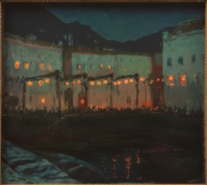 Nachtelijk volksfeest aan het Gardameer door Melchior Lechter