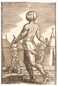 Een smid van achteren gezien in een kamp