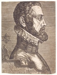 Geograaf Baron Michael von Aitzing door Melchior Lorck