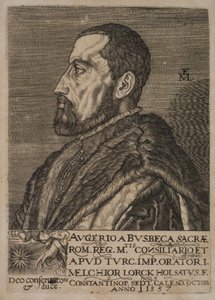 Portret van Ogier Ghiselin de Busbecq, keizerlijk gezant door Melchior Lorck
