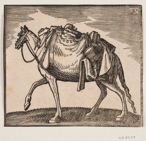 Zwaar beladen paard