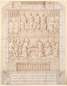 De sokkel van de obelisk van Thoetmosis III in Constantinopel door Melchior Lorck