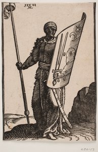 Krijger met Lans en Schild door Melchior Lorck