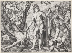 Apollo en Marsyas door Melchior Meier