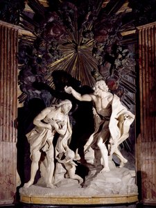 Marmeren beeldhouwwerk dat de doop van Christus uitbeeldt, Co-Cathedral of St John, Valletta, Malta