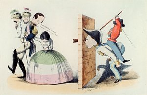Risorgimento: Spotprent op het Verdrag van Turijn (Trattato di Torino) van 24/03/1860 (gravure)