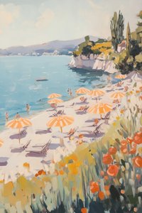 Dag aan het strand aan de Middellandse Zee door Melloi Art Prints