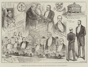 Banket in het stadhuis, Grimsby, bij het worden van een County Borough