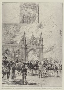 De koningin in Kensington, Hare Majesteit ontvangt het adres van de kerkraad en inwoners van Kensington voor de St Mary Abbotts Church