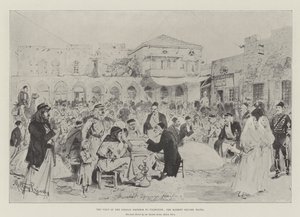 Het bezoek van de Duitse keizer aan Palestina, het marktplein, Haifa door Melton Prior