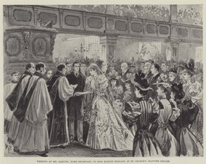 Huwelijk van de heer Asquith, minister van Binnenlandse Zaken, met juffrouw Margot Tennant, in St George
