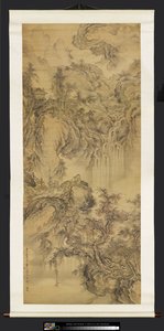 Landschap met figuren, bijen en apen door Meng Lan
