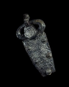 Merovingische kunst: riemgespplaat in zilver damasquin ijzer door Merovingian