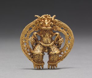 Figuur hanger, c. 1000-1550 (gegoten goud) door Mesoamerican Mesoamerican