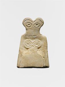 Midden-Uruk oogidool, c.3700-3500 v.Chr. (gipsalabaster) door Mesopotamian School