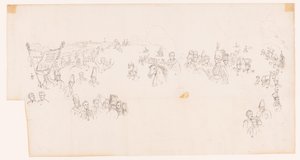Tekening van het schilderij voorstellende den veldslag bij Waterloo door Met and Meylink