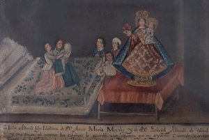 Ex-voto schilderij, 1851 door Mexican School