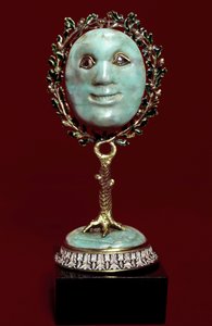 Mexicaanse kunst: gezichtsmasker in turkoois met diamanten ogen door Mexican School