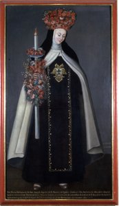 Zuster Maria Barbara de St. Joseph gekroond met bloemen, Convento de las Carmelitas, Puebla, Mexico