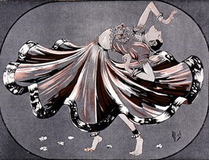 Miss Ruth in haar Hindoe-dansen: Mata Hari in het theater Marigny - door Mich (Michel Liebeaux) door Mich