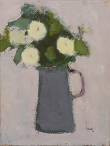Witte bloemen, grijze kan, 2017