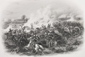 De Slag bij Moodkee, 1845, gegraveerd door C.H. Jeens, uit 