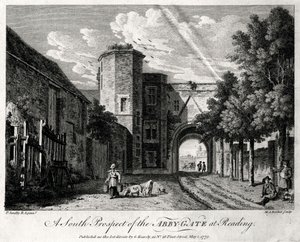 Een zuidelijk uitzicht op de Abby-Gate in Reading, Berkshire