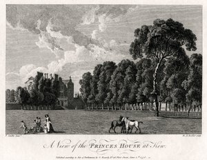 Een uitzicht op het Prinseshuis in Kew, 1776