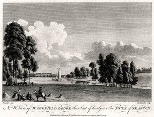 Noordwestelijke aanblik van Wakefield Lodge, de zetel van zijn genade de Hertog van Grafton, 1776 door Michael Angelo Rooker
