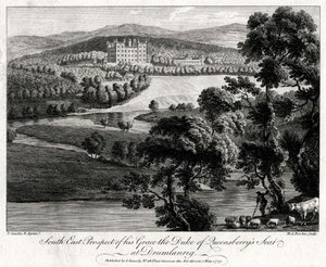 Zuid-Oost Uitzicht op de residentie van de Hertog van Queensberry in Drumlanrig, Schotland, 1775 door Michael Angelo Rooker