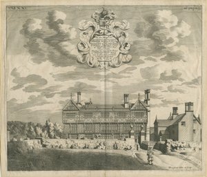 Broughton Hall: koperplaat gravure, nd [1653-1686] door Michael Burghers