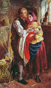 De blinde mandenmaker met zijn eerste kind, 1858 door Michael Frederick Halliday