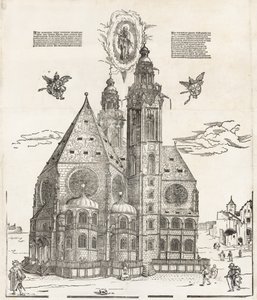 De nieuwe kerk van de mooie Maagd in Regensburg door Michael Ostendorfer