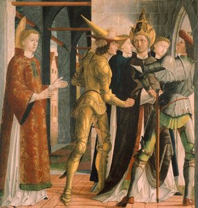 Paus Sixtus II neemt afscheid van Sint Laurentius, circa 1465
