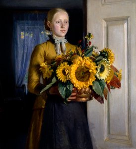 Meisje met Zonnebloemen