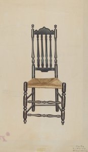 Banister rugleuningstoel, 1938 door Michael Riccitelli