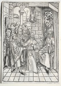 Der Schatzbehalter: Christus voor Kajafas (verso)
