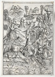 Der Schatzbehalter: Mozes gevonden door de dochter van de farao recto, 1491 door Michael Wolgemut
