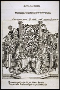 Ontmoeting tussen paus Pius II en Frederik III, keizer van Duitsland door Michael Wolgemut