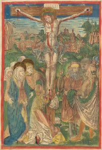 Die Kreuzigung mit der heiligen Maria Magdalena door Michael Wolgemut