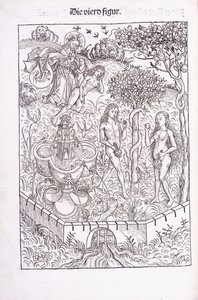 Adam en Eva in de Hof van Eden, 1491 door Michael Wolgemuth