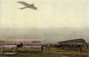 Duitse militaire piloten met hun vliegtuig (kleur litho)