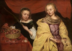 Twee Meisjes als Sint Agnes en Sint Dorothea, c. 1650 door Michaelina Wautier