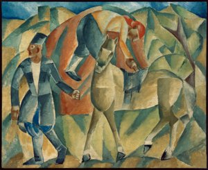 Man met paard door Michail Wassiljewitsch le Dantju