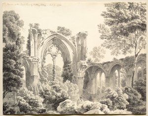 Binnenkant van het oostelijke uiteinde van Nettley Abbey door Michel Angelo Rooker